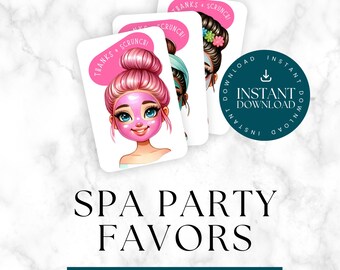 Spa Party Favor, Printable Scrunchie Holder, Pamper Party Supplies, Party Bag Filler for Birthdays, Girl Spa Printable, Instant PDF Download