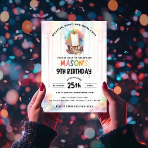 Editable Paint Party Invitation, Paint Birthday Invite, Digital Template, Instant Download, Art Birthday Party, Paint Night, Girls Night