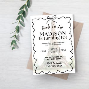 Editable Paris Birthday Invitation, Paris Party Invite, French Theme, Printable Digital Personalized Template, Instant Download
