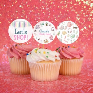 Favorite Things Cupcake Toppers, Mall Scavenger Hunt Invitation, Shopping Birthday Party, Trendy Teen Girl, Instant Download