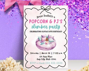 Editable Slumber Party Birthday Invitation, Teen Sleepover Invite, Instant Digital Download, Pink Girl Spa Tween Digital Printable Template