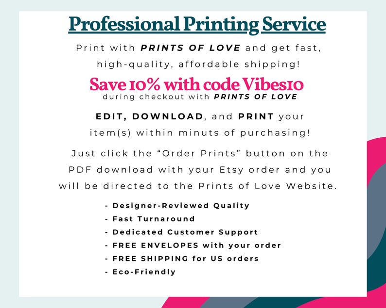 以下が含まれることがあります： Prints of Loveが提供するプロの印刷サービス。コードVibesioで10％割引。編集、ダウンロード、印刷を、購入から数分で行えます。デザイナーによる品質チェック、迅速な処理、専任のカスタマーサポート、無料の封筒、日本からの注文に対する無料配送、環境に優しい取り組みなど、さまざまな機能があります。
