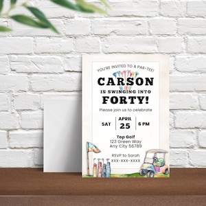 Editable Golf Birthday Party invitation template, Top Golf invite, par-tee, 40th, digital download, adult birthday invitation, Canva