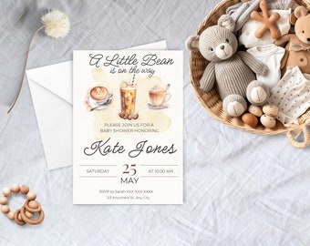 Little Bean Baby Shower | Baby is Brewing Invitation | Coffee bean theme Baby Shower Invite | Completely Customizable | Search BVCB in shop!