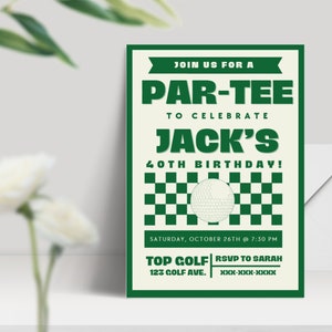 Golf Birthday Invitation, Golf Theme Party, Green Golf Invite, Editable Digital Template, Golf Birthday Party, Par-tee, Instant Download