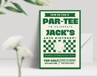 Golf Birthday Invitation, Golf Theme Party, Green Golf Invite, Editable Digital Template, Golf Birthday Party, Par-tee, Instant Download