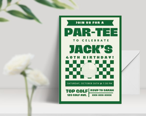 Golf Birthday Invitation, Golf Theme Party, Green Golf Invite, Editable Digital Template, Golf Birthday Party, Par-tee, Instant Download
