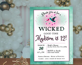 Editable Wicked Birthday Invitation, Instant Download Digital or Printable Invite, Wicked Theme, Witch Party, Teen Girl Birthday, Spellbound