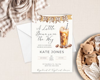 Little Bean Baby Shower | Baby is Brewing Invitation | Coffee bean theme Baby Shower Invite | Completely Customizable | Search BVCB in shop!