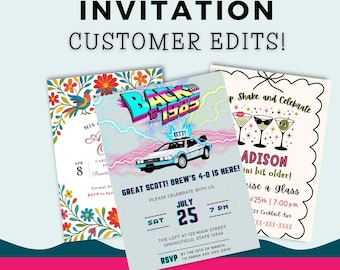 Custom Invitation Template, Personalized Birthday Invite, Printable Birthday, Editable in Canva, Your Design, Fast Download