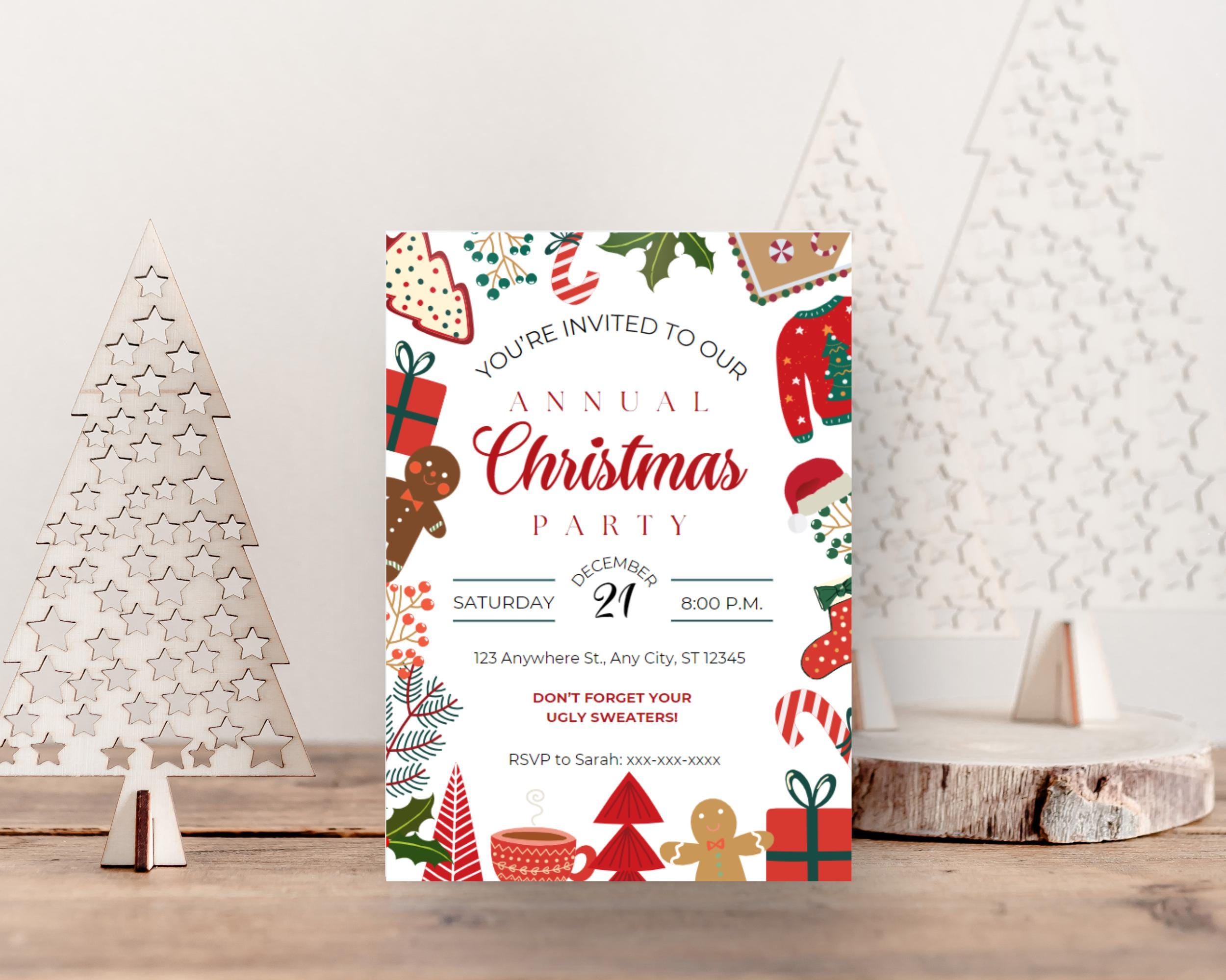 Red and Green Classic Christmas Party Invitation | Annual Christmas ...