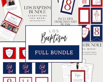 LDS Baptism Bundle, Program and Invitation, Banners, Come Follow Me, Temple, Religious Party