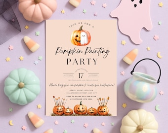 Pumpkin Painting Party | Halloween Craft Invitation | Fall Fun Craft Night | Halloween Invitation | Cute and Classic Party for Halloween