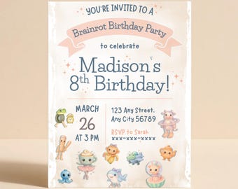 Pastel Brainrot Birthday Invitation Template, Editable Meme Party Invite, Funny Character Bday Digital Download, Italian Brainrot