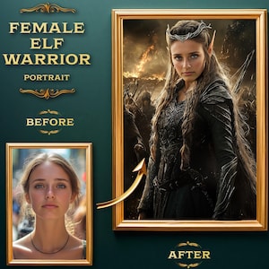 Custom Elf Portrait: Personalized Fantasy Art from Your Photo, Custom Portrait for Her
