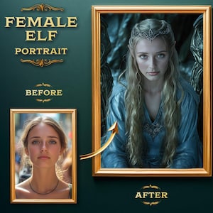 Personalized Fantasy Elf Portrait - Custom Ethereal Elven Artwork, Custom Portrait for Her