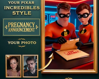 Personalized Pixar Style Digital Pregnancy Announcement Video