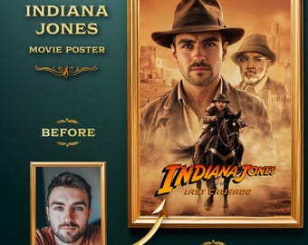 Custom Indiana Jones Movie Poster – Personalized Father's Day Gift (Digital Download)