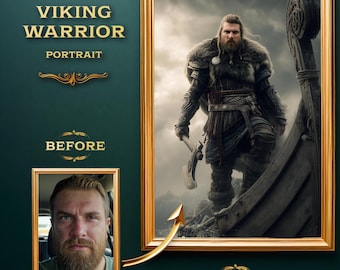 Personalized Viking Portrait: Custom Warrior Art Gift (Digital Download