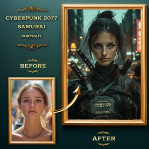 Custom Cyberpunk 2077 Female Street Samurai from Photo, Custom Portrait for Her