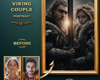 Custom Viking Portrait from Photo | Unique Couples Gift