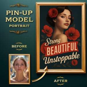 Vintage Pinup Girl Poster - Custom Portrait from Photo - Unique Gift for Her