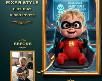 Personalized Superhero First Birthday Digital Video Invite from Photo