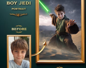 Custom Boy Jedi Portrait | Unique Star Wars Gift (Digital Download)