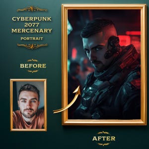 Custom Cyberpunk 2077 Afterlife Mercenary Portrait Transform Your Photo into Night City Art
