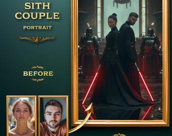 Star Wars Sith Couple Portrait - Gift for Couples, Anniversary Gift