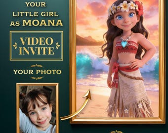 Moana Birthday Video Invitation | Personalized Animated Party Invite for Girls