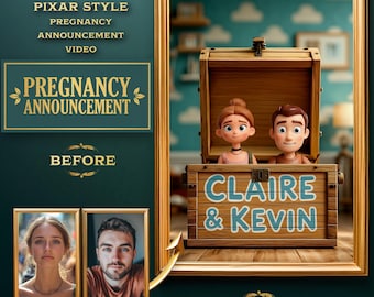 Vídeo de Pixar sobre el anuncio del embarazo / Revelación personalizada del bebé familiar