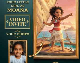 Moana Birthday Video Invitation | Personalized Digital Party Invite for Girls