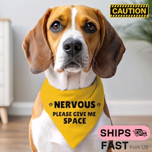 Yellow Caution Dog Bandana: Anxious Pet, Do Not Pet