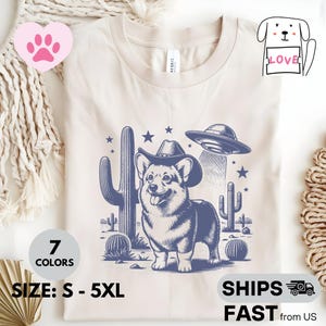 Retro Corgi UFO T-Shirt: Cowboy Dog Alien Tee