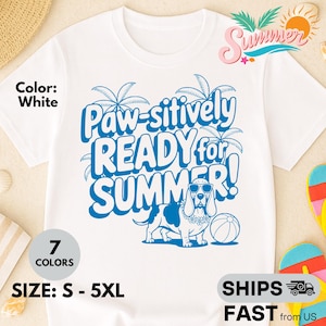 Basset Hound Dog Summer Shirt – Paw-sitively Ready for Summer T-Shirt for Dog Lovers, Funny Basset Hound Beach Tee, Dog Lover Graphic Tee