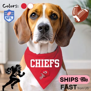 NFL Chiefs Fan Dog Bandana | Football Dog Bandana | NFL Dog Accessories | Game Day Dog Outfit | Team Spirit Pet Apparel | Football Fan Pet