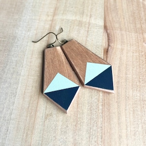 Handcrafted, Handpainted Wooden Earrings in Abstract Art Style