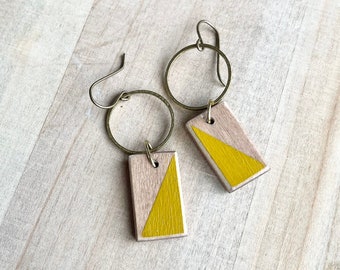 Handcrafted, Handpainted Wooden Earrings in Abstract Art Style