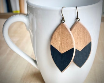 Handcrafted, Handpainted Wooden Earrings in Abstract Art Style