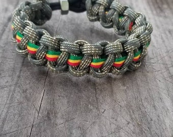 Jah Army II Survival Bracelet Original OOAK Rastafari Reggae Unity Fyah Rasta Dreadlock Lion of Judah One Love Ganja Herb Irie