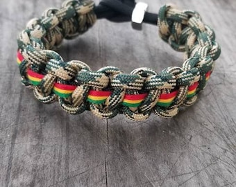 Jah Army Survival Bracelet Original OOAK Rastafari Reggae Unity Fyah Rasta Dreadlock Lion of Judah One Love Ganja Herb Irie