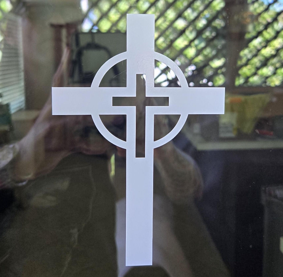 Christian Cross - 7"x4.75", Sticker, Die-cut, Vinyl, Decal, Bumper ...