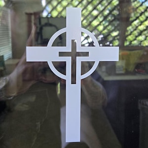 Christian Cross - 6&quot;x4&quot;, sticker, die-cut, vinyl, decal, bumper, Jesus