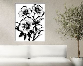 Flowers Wall Art SVG Laser Cut File for DIY Crafting & Home Decor