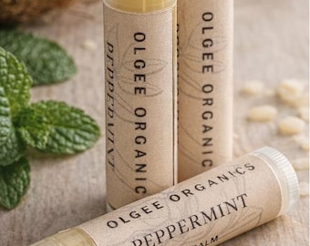 Beurre pour les lèvres naturel à la cire d'abeille | Lèvres bio à la menthe poivrée | Soin des lèvres hydratant fait main | Lot de 3