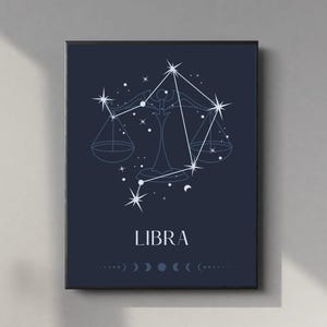 Libra Zodiac Print | Digital Download Wall Art | Boho Astrology Poster | Celestial Star Sign Decor | Horoscope Gift | Instant Printable