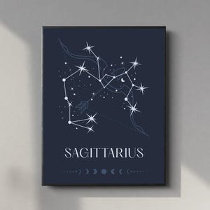 Sagittarius Zodiac Print | Digital Download Wall Art | Boho Astrology Poster | Celestial Star Sign Decor | Horoscope Gift | Instant Print