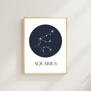 Aquarius Zodiac Constellation Wall Art | Modern Astrology Printable | Star Sign Digital Download | Minimalist Celestial Poster Decor