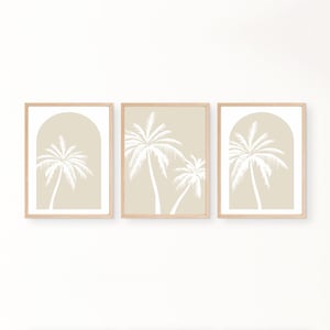 Beige Palm Tree Wall Art Set | Neutral Tropical Digital Prints | Minimalist Coastal Decor | Beach House Art | Instant Download | Set of 3